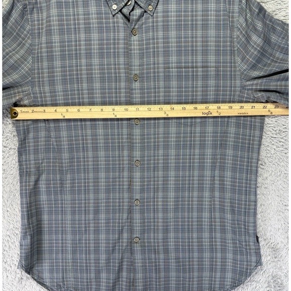 John Varvatos Mens Shirt Large Blue Gray Plaid Button Up Preppy USA - Picture 6 of 11